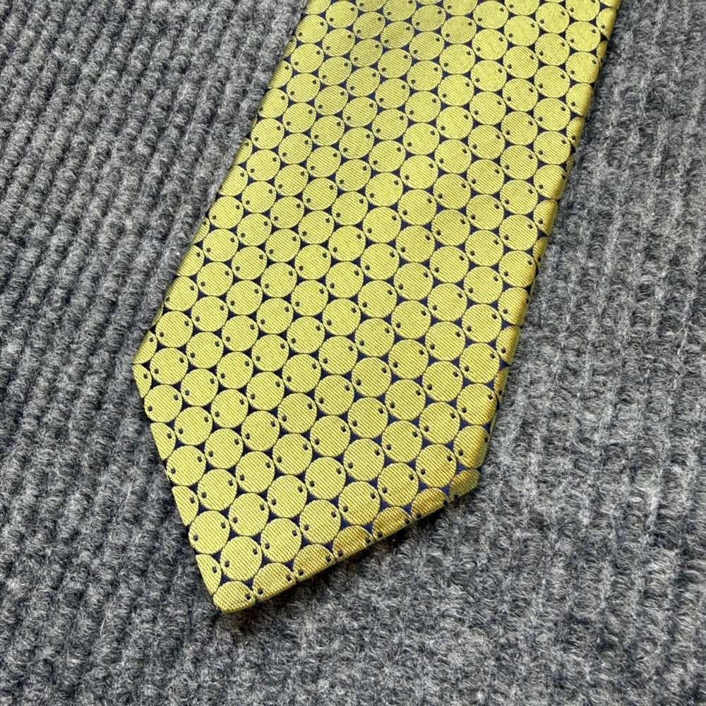 Ted Baker Green Yellow Geometric Circle Print Silk Tie Designer Necktie Mens OS
